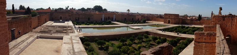 2013-11-29 11.20.18.jpg - The ruins of El Badi Palace (The Incomparable), with its semi-restored sunken gardens and long reflecting pool.  Financed by the spoils of war in the late 16th century, El Badi was the most opulent and impressive palace of its time, before it was stripped bare by the next dynasty for a new palace in Meknes.  The layout and style takes from Andalucian influence, best exemplified by the Alhambra in Granada, Spain.